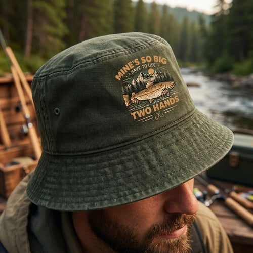 Mine's So Big Trout Fishing Vintage Bucket Hat