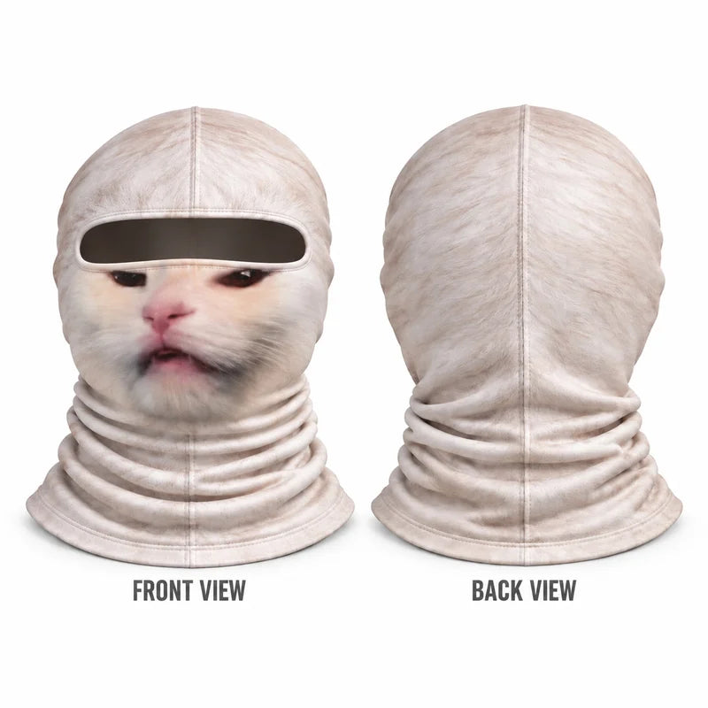 Realistic 3D Crying Cat Meme Printed Ski Mask