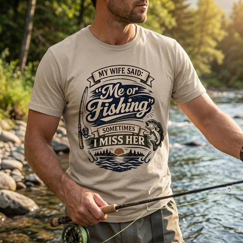 My Wife Said Me or Fishing Vintage Fishing T-Shirt