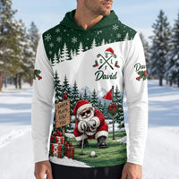 Personalized David Santa Plays Golf Too Christmas Hooded Long Sleeve Shirt