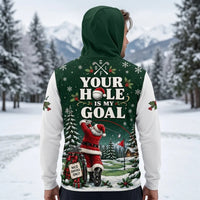 Personalized David Santa Plays Golf Too Christmas Hooded Long Sleeve Shirt