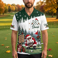 Personalized David Santa Plays Golf Too Christmas Hawaiian Shirt