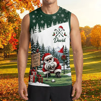 Personalized David Santa Plays Golf Too Christmas Golf Tank Top