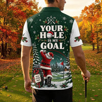 Personalized David Santa Plays Golf Too Christmas Polo Shirt
