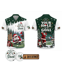 Personalized David Santa Plays Golf Too Christmas Hawaiian Shirt