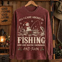 All I Care About Is Fishing Snowman & Rum Vintage Christmas Sweater