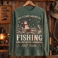 All I Care About Is Fishing Snowman & Rum Vintage Christmas Sweater