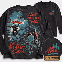 Personalized Cast Into The Wild Fishing Vintage Long Sleeve Shirt