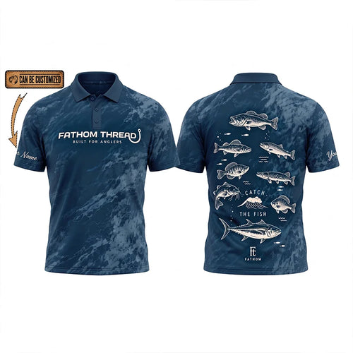 Fathom Thread Catch The Fish Camo Fishing Polo Shirt