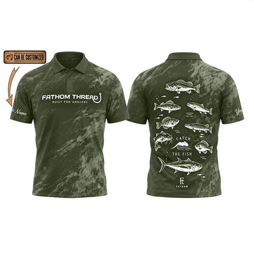 Fathom Thread Catch The Fish Camo Fishing Polo Shirt