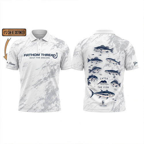 Fathom Thread Catch The Fish Camo Fishing Polo Shirt