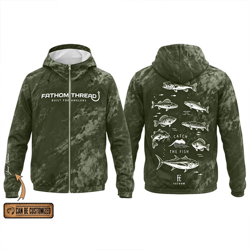Fathom Thread Catch The Fish Camo Fishing Windbreaker Jacket