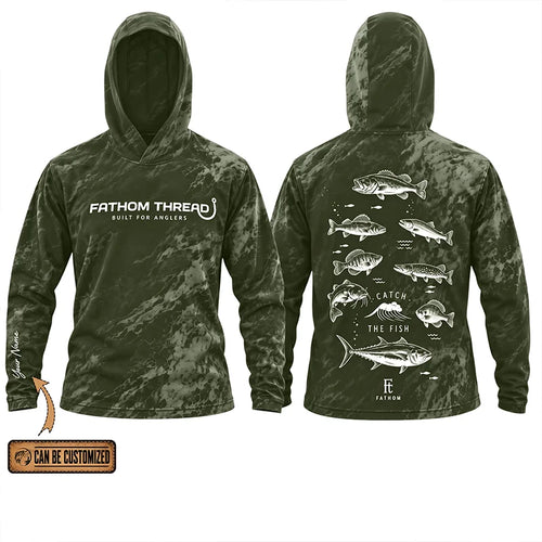 Fathom Thread Catch The Fish Camo Hooded Long Sleeve Shirt