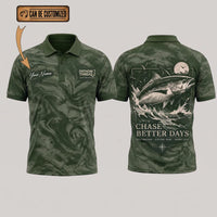 Personalized Chase Better Days Fishing Sketch Polo Shirt