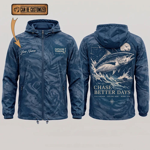 Personalized Chase Better Days Fishing Sketch Windbreaker Jacket