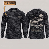Personalized Chase Better Days Fishing Sketch Hooded Long Sleeve Shirt