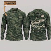 Personalized Chase Better Days Fishing Sketch Hooded Long Sleeve Shirt