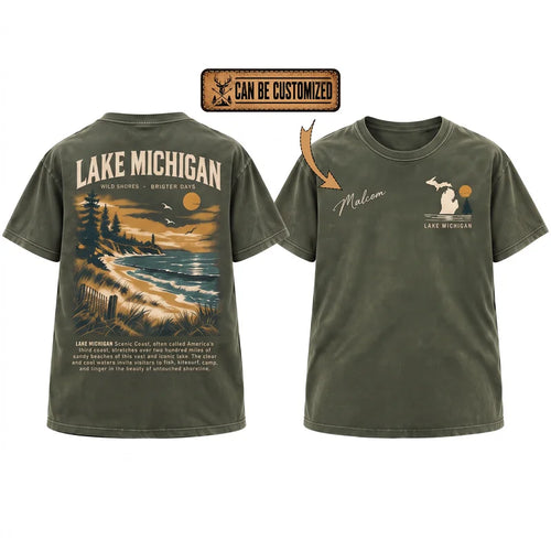 Personalized Lake Michigan Wild Shores Brighter Days Vintage T-Shirt