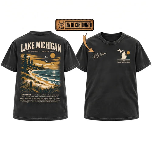 Personalized Lake Michigan Wild Shores Brighter Days Vintage T-Shirt