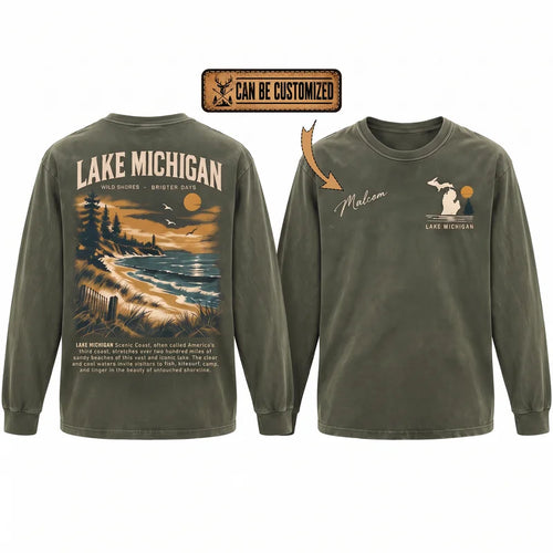 Personalized Lake Michigan Wild Shores Brighter Days Vintage Sweater