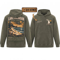 Personalized Lake Michigan Wild Shores Brighter Days Vintage Hoodie