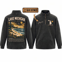 Personalized Lake Michigan Wild Shores Brighter Days Vintage Zip Long Sleeve Shirt