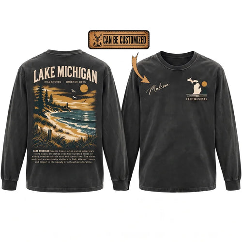 Personalized Lake Michigan Wild Shores Brighter Days Vintage Sweater