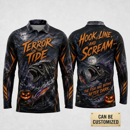 Terror On The Tide Halloween Polo Long Sleeve Shirt