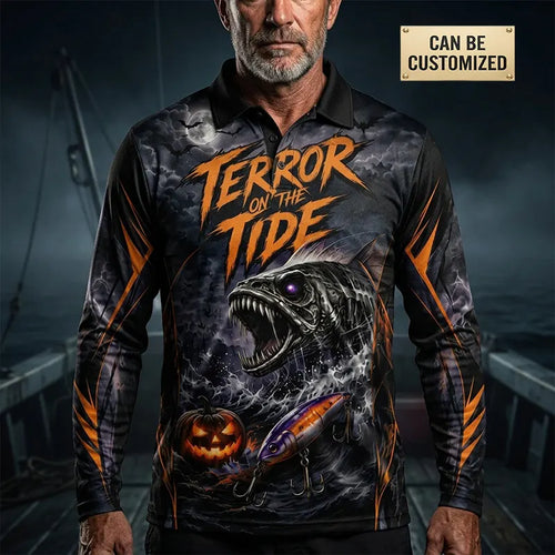 Terror On The Tide Halloween Polo Long Sleeve Shirt