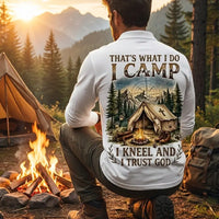 That's What I Do I Camp I Kneel And I Trust God Polo Long Sleeve Shirt