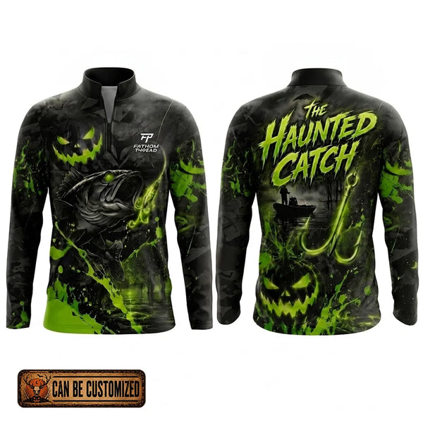 The Haunted Catch Halloween Zip Long Sleeve Shirt