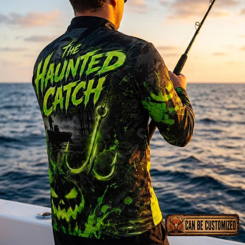 The Haunted Catch Halloween Zip Long Sleeve Shirt