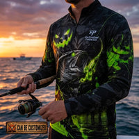 The Haunted Catch Halloween Zip Long Sleeve Shirt