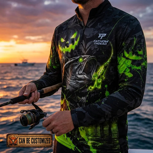The Haunted Catch Halloween Zip Long Sleeve Shirt