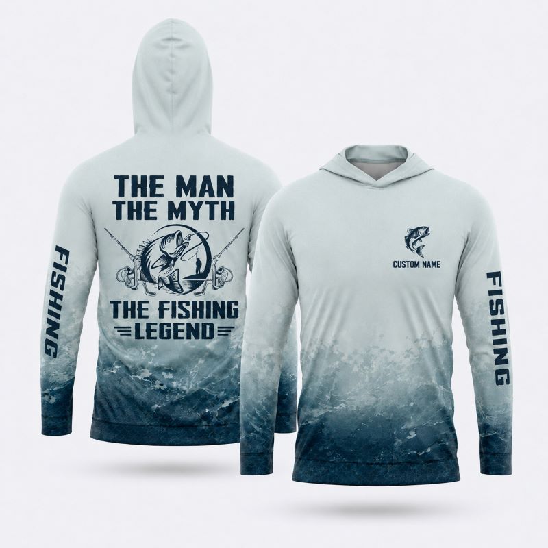 The Man The Myth The Fishing Legend Hooded Long Sleeve Shirt 2026