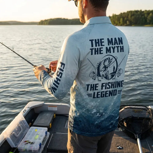 The Man The Myth The Fishing Legend Polo Long Sleeve Shirt