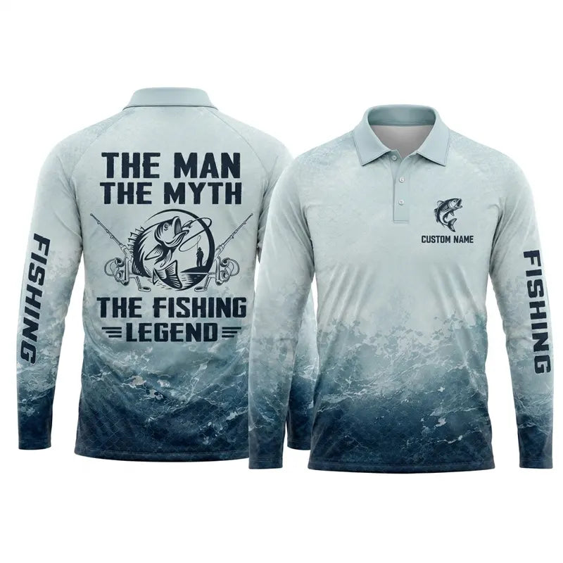 The Man The Myth The Fishing Legend Polo Long Sleeve Shirt