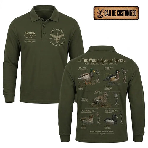 The World Slam of Ducks Waterfowl Hunting Polo Long Sleeve Shirt