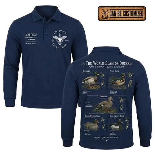 The World Slam of Ducks Waterfowl Hunting Polo Long Sleeve Shirt