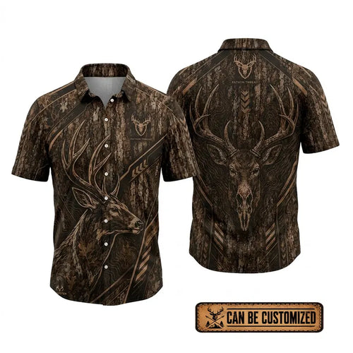 Tree Camo Deer Head Hawaiian Shirt