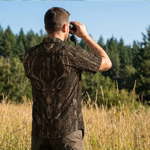 Tree Camo Deer Head Hawaiian Shirt