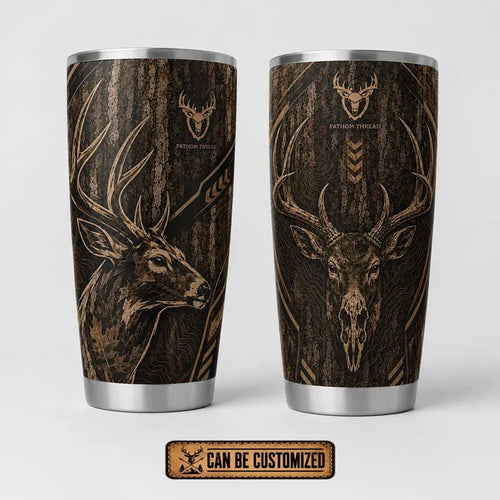 Tree Camo Deer Head Hunting 20oz Skinny Tumbler