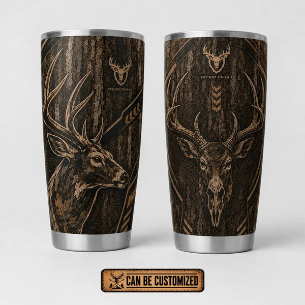 Tree Camo Deer Head Hunting 20oz Skinny Tumbler