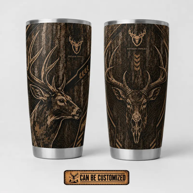 Tree Camo Deer Head Hunting 20oz Skinny Tumbler