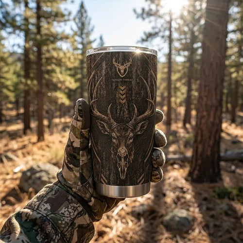 Tree Camo Deer Head Hunting 20oz Skinny Tumbler