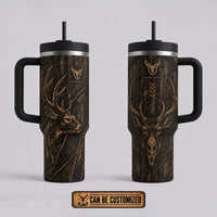 Tree Camo Deer Head Hunting 40oz Handled Tumbler