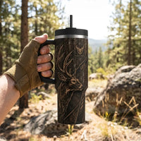 Tree Camo Deer Head Hunting 40oz Handled Tumbler