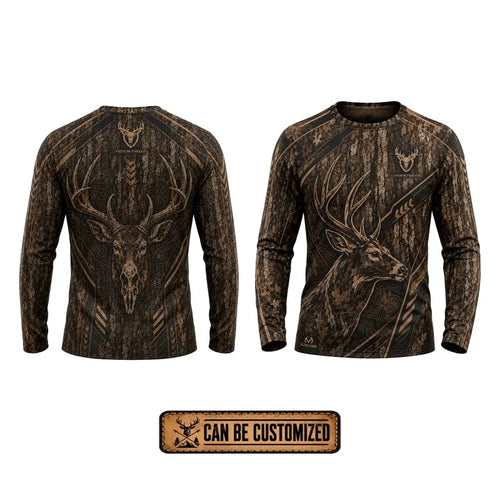 Tree Camo Deer Head Hunting Long Sleeve Shirt