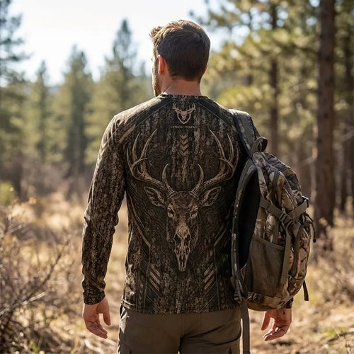 Tree Camo Deer Head Hunting Long Sleeve Shirt