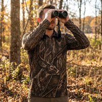 Tree Camo Deer Head Hunting Polo Long Sleeve Shirt